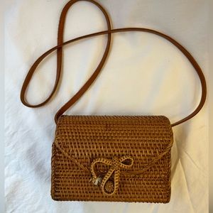 Rattan and Leather Envelope Purse